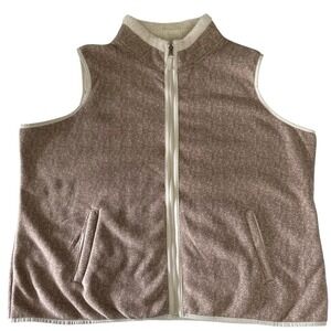 NWT Croft Barrow Vest Womens 3XL Brown Herringbone Fleece Sherpa Lined Outerwear